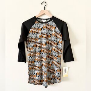NWT Lularoe Randy Disney Tee in Mini Mouse Print Black Gray Orange - Size XS